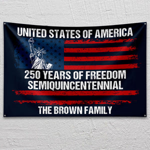 Custom Family Name USA 250 Years of Freedom House Flag | Semiquincentennial Patriotic HO82 901106