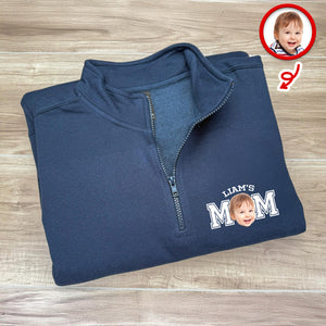 Custom Face Kid Dad Printed Quarter Zip Sweater Family Gift HA75 898606