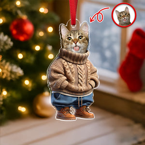 Custom Photo Cool Cat Career Uniforms Acrylic Ornament For Cat Lovers HA75 897152