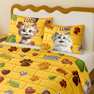 Custom 3D Cat Fish Bone Brick Pattern - 3D Inflated Effect Quilt Bedding Set LM32 897147