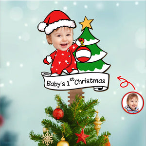 Custom Photo Baby's 1st Christmas Tree Topper Decor For Christmas CH07 896650