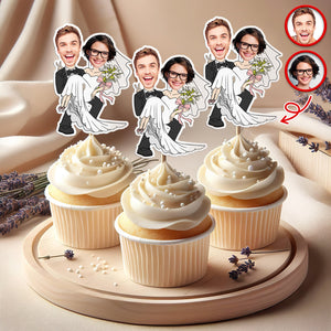 Custom Funny Wedding Face Cupcake Topper Gift For Couple CH07 910076