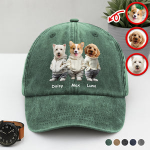 Custom Photo And Name Dog Washed Denim Baseball Cap For Dog Pet Lover HA75 897528