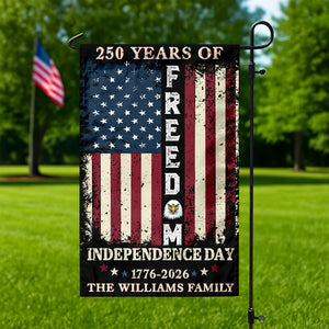 Custom Family Name 250 Years of Freedom 1776-2026 Independence Day Patriotic Garden Flag HO82 900940