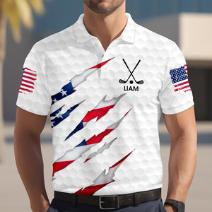 Personalized Golf Ball Pattern America Flag Polo Shirt Gift For Golfer, Golf Lovers HA75 898678