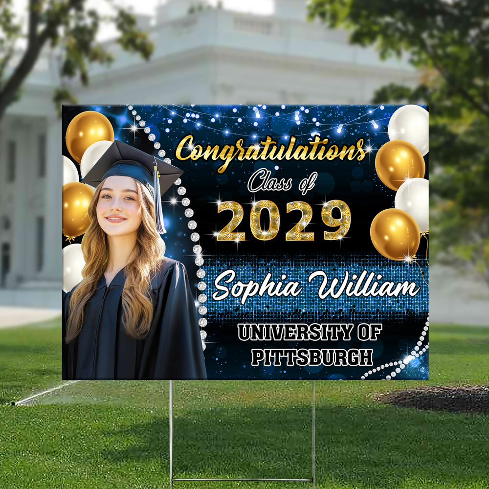 Custom Photo Congrats Class Of 2026 Graduation Balloons Yard Sign CH07 910706