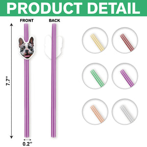 Custom Photo Funny Dog Cat Face Personalized Colorful Straws Birthday Party Decoration LM32 897613