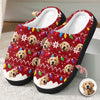 Custom Dog Faces Funny Christmas Lights Plush Slippers HO82 900156