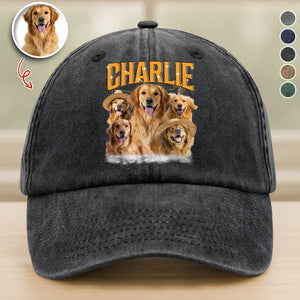 Custom Photo Retro Vintage Dog Cat Portrait Washed Denim Baseball Cap TH10 894321