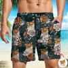 Custom Cat Photo Floral Aloha Pattern Beach Shorts - Gift for Cat Lovers HO82 902416