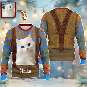 Custom Cat Photo Frozen Christmas Ugly Sweater For Cat Lovers CH07 899956