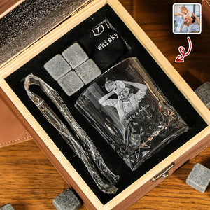 Custom Photo Merry Christmas I Love You Engraved Whiskey Glass Set with Wooden Box HA75 898032