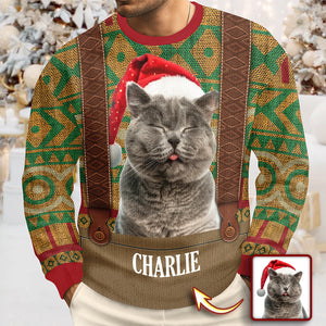 Custom Cat Photo Frozen Christmas Ugly Sweater For Cat Lovers CH07 899956