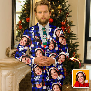 Custom Face Photo With Snow Family Men's Suits HO82 N369 900228