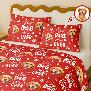 Custom Pet Photo Best Dad And Mom Ever Quilt Bedding Set For Dog And Cat Lovers LM32 897283