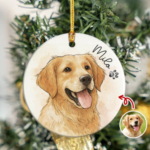 Custom Dog Photo Watercolor Potrait Keepsake Ceramic Ornament LM32 895607
