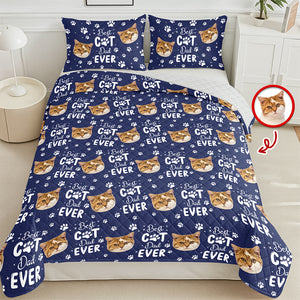 Custom Pet Photo Best Dad And Mom Ever Quilt Bedding Set For Dog And Cat Lovers LM32 897283