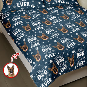 Custom Pet Photo Best Dad And Mom Ever Quilt Bedding Set For Dog And Cat Lovers LM32 897283