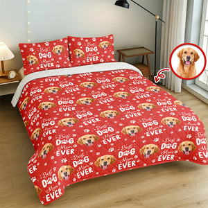 Custom Pet Photo Best Dad And Mom Ever Quilt Bedding Set For Dog And Cat Lovers LM32 897283