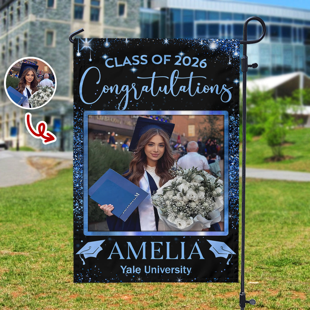 Personalized Photo Graduation Garden Flag – Class of 2026 Custom Name Yard Flag TH10 169019