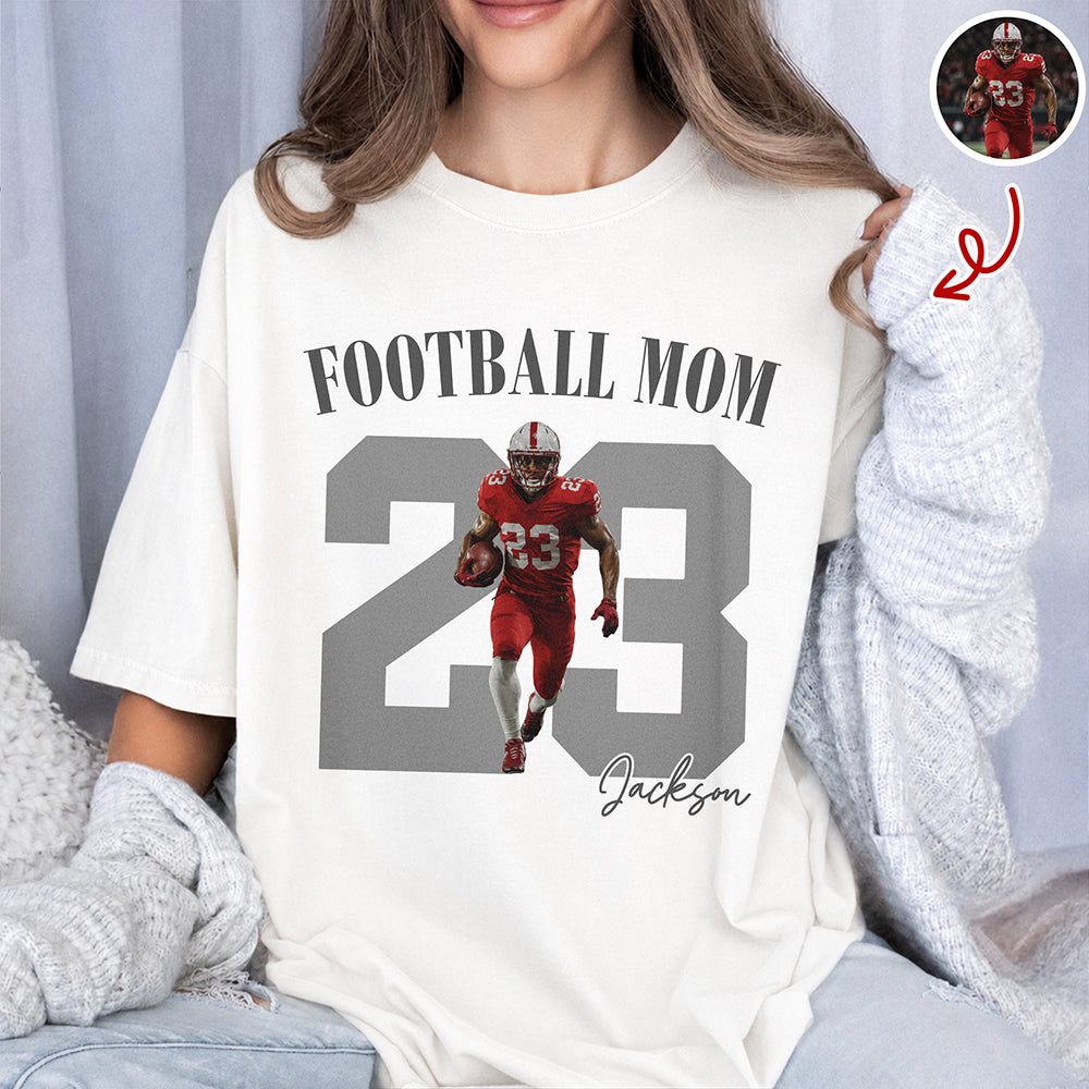 Personalized Vintage Photo Football Mom, Sport Mom Comfort Shirt HA75 921594