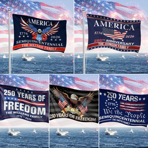 Personalized Family Name America 250th Anniversary Banner House Flag LM32 897751