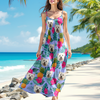 Custom Dog Photo Tropical Hawaii Style Personalized Women's V-Neck Cami Maxi Dress For Summer Holiday CH07 895672