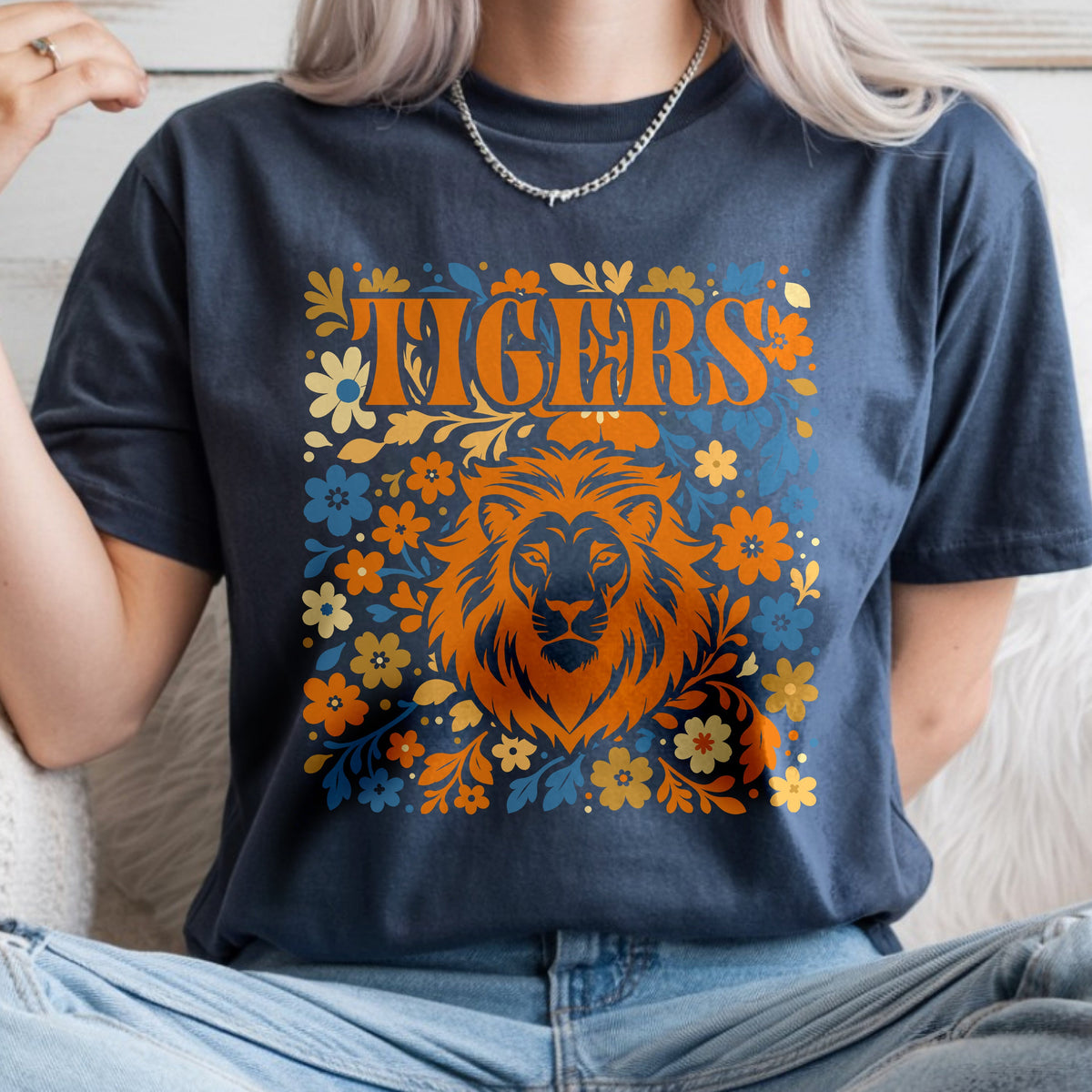 Custom Mascot Comfort Shirt, Floral School Spirit Tee, Football Game Day, Back to School Gift HO82 903044