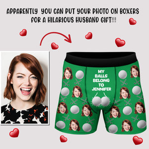 Custom Wife Girlfriend Name My Balls Belong To Her Men's Boxer Briefs Funny Gift For Golf Lovers CH07 895380