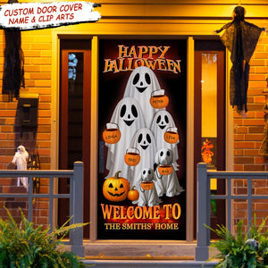 Custom Photo Happy Halloween Welcome To My Home Door Cover HO82 N369 894898