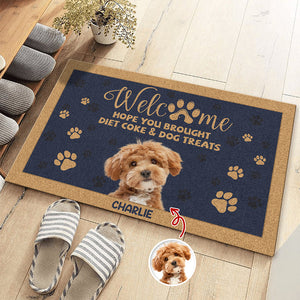 Custom Photo Dog Hope You Bought Diet Coke and Dog Treats Doormat HA75 892926