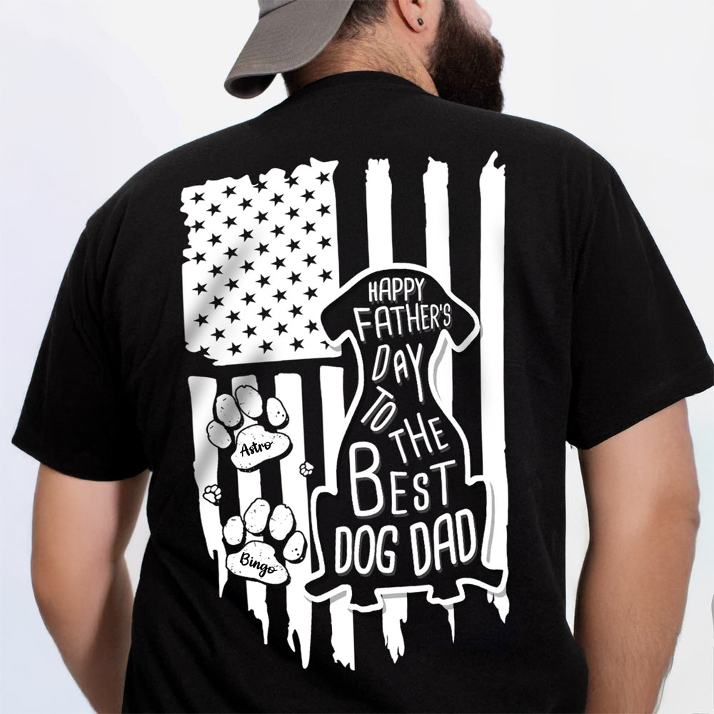 Custom Name Happy Father's Day To Best Dog Dad Flag Back Comfort Shirt HA75 921598