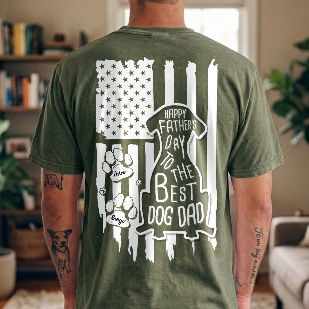 Custom Name Happy Father's Day To Best Dog Dad Flag Back Comfort Shirt HA75 921598