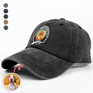 Custom Photo This Human Belongs To Dog Cat With Funny Caricature Style Washed Denim Baseball Cap For Dog And Cat Lovers HO82 894506