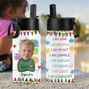 Personalized Back To School I Am Kind Kids Water Bottle With Straw TH10 894187
