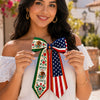 Personalized Name Mexico And US Flag Ribbon Hair Bow K228 903370