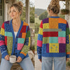 Holly Colorful Patchwork Memorial Country Christmas V-neck Cardigan LM32 670229