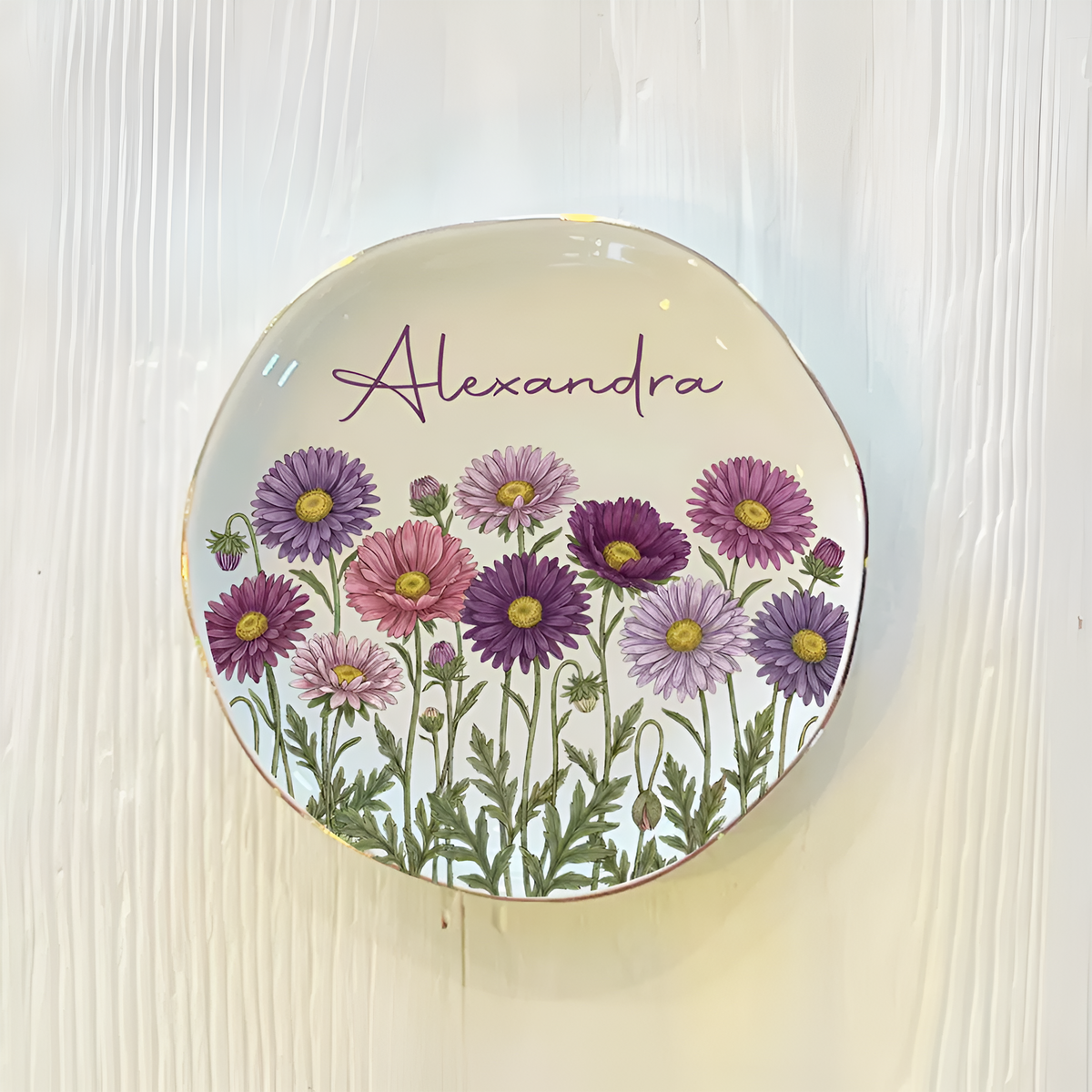 Personalized Watercolor Birth Month Flower Ring Trinket Dish Mother's Day, Birthday, Wedding Bridesmaid Gift HA75 921086