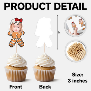 Custom Photo Cute Gingerbread Cupcake Topper Christmas Gift For Family CH07 896358