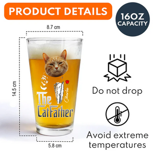 Custom Photo The Catfather Gentlemen Cat Print Beer Glass Personalized Gift For Dad HO82 893856