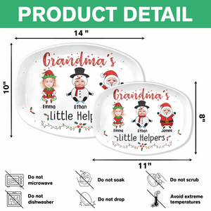 Custom Photo Grandma Little Helpers - Personalized Platter Christmas Gift For Mom And Grandma CH07 896312