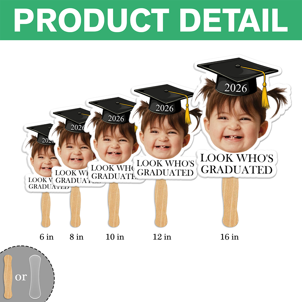 Look Who's Graduated Custom Funny Face Graduation 2026 Big Heads Face Fan CH07 895580