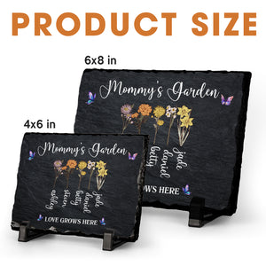 Grandma with Grandkid's Birth Flower Rectangle Shaped Stone With Stand Personalized Gift HO82 893628