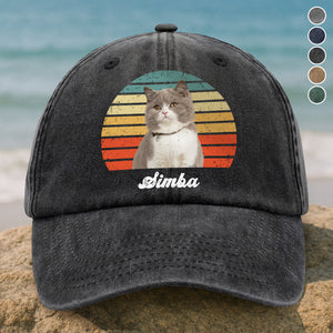 Custom Photo Cat Vintage Retro Washed Denim Baseball Cap HA75 897232