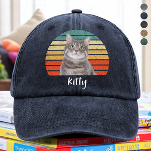 Custom Photo Cat Vintage Retro Washed Denim Baseball Cap HA75 897232