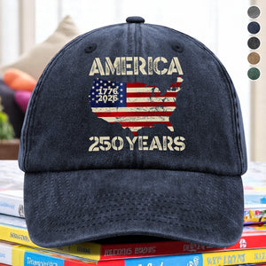 250 Years America Anniversary 250th Independence Day Washed Denim Baseball Cap HA75 897362