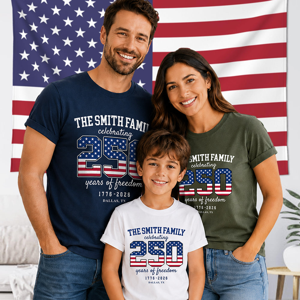 Custom Family Name Celebrating 250 Years Of Freedom 1776-2026 Comfort Shirt TH10 170241