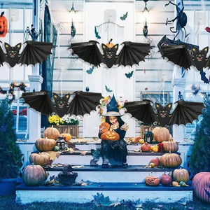 GeckoCustom 1/2Pcs Halloween Paper Bat Hanging Ornament Props for Halloween Decoration Festival Party Bar Haunted House Decor Indoor Outdoor