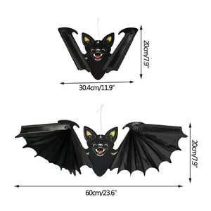 GeckoCustom 1/2Pcs Halloween Paper Bat Hanging Ornament Props for Halloween Decoration Festival Party Bar Haunted House Decor Indoor Outdoor