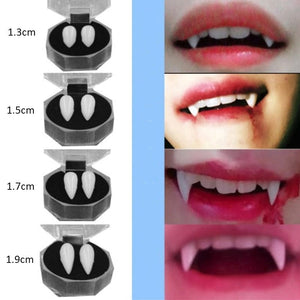 GeckoCustom 1 Pair Vampire Teeth Fangs Dentures Props Halloween Costume Props False Teeth Solid Glue Denture Adhesive Halloween Party Decor